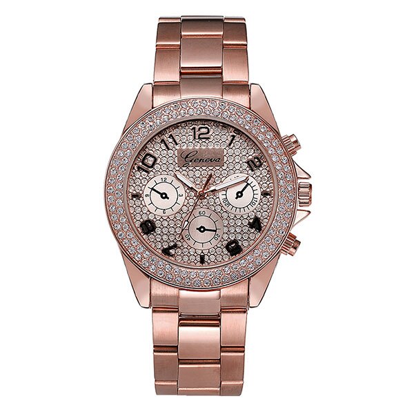 Ceas Geneva Dama Quartz Casual Elegant Rose, PN999293RE, curea din metal (zale), afisaj Analog