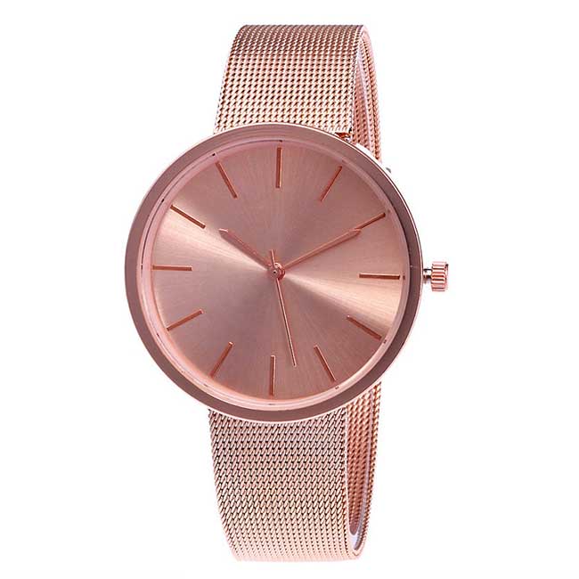 Ceas Geneva Dama Quartz Casual Elegant Rose, PN999972RE, curea din metal (mesh), afisaj Analog