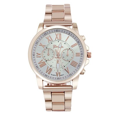 Ceas Geneva Dama Quartz Casual Elegant Alb, PN999793AB, curea din metal (zale), afisaj Analog