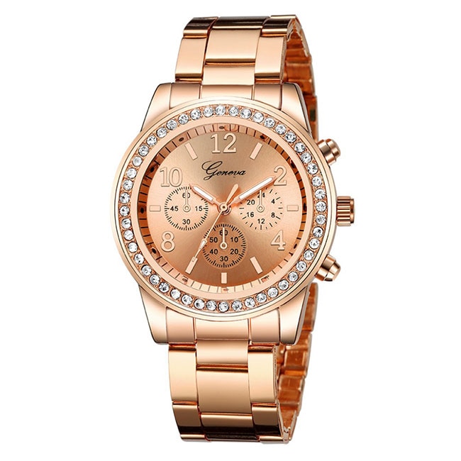 Ceas Geneva Dama Quartz Casual Elegant Rose, PN999141RE, curea din metal (zale), afisaj Analog