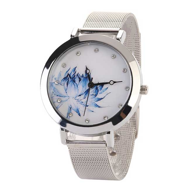 Ceas Geneva Dama Quartz Casual Elegant Silver, PN999794SR, curea din metal (mesh), afisaj Analog