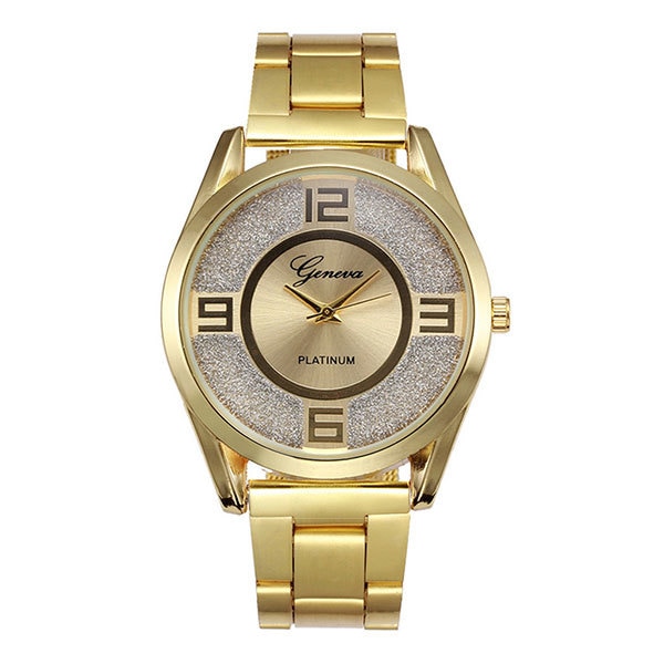 Ceas Geneva Dama Quartz Casual Elegant Gold, PN999888GD, curea din metal (zale), afisaj Analog