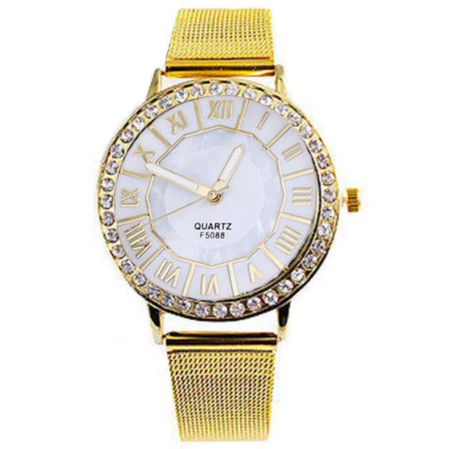 Ceas Geneva Dama Quartz Casual Elegant Alb, PN999944AB, curea din metal (mesh), afisaj Analog