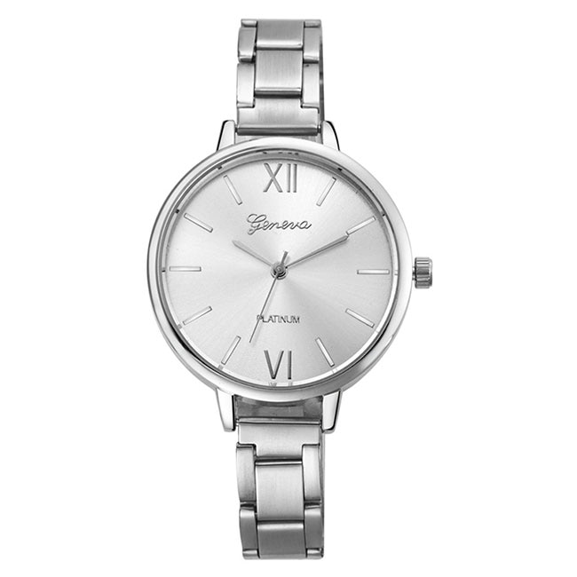 Ceas Geneva Dama Quartz Casual Elegant Silver, PN999771SR, curea din metal (zale), afisaj Analog