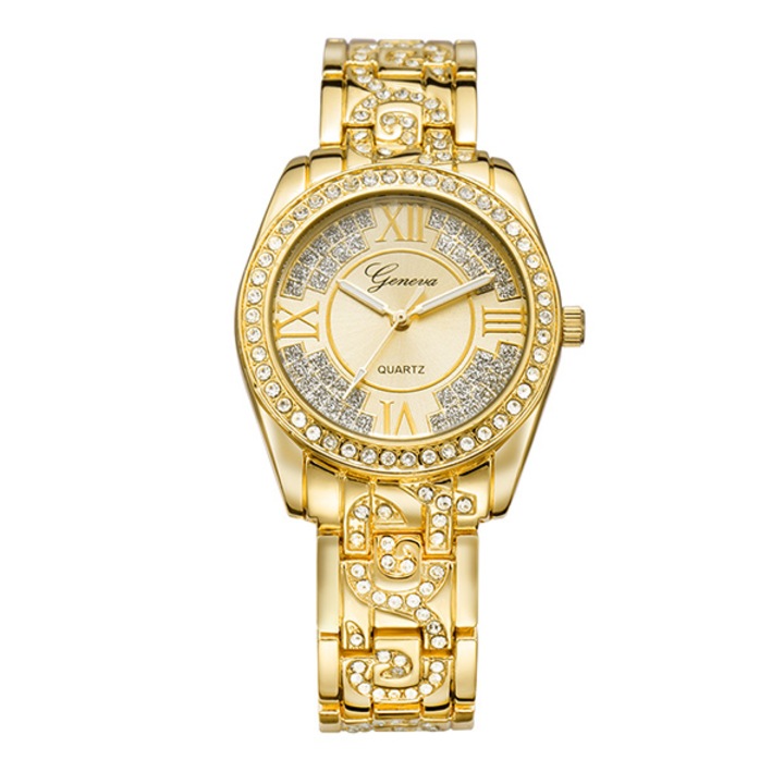 Ceas Geneva Dama Quartz Casual Elegant Gold, PN999902GD, curea din metal (zale), afisaj Analog
