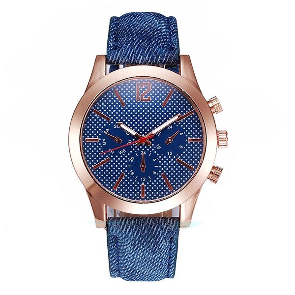 Ceas Geneva Dama Quartz Casual Elegant Rose, PN999273RE, curea din textil (denim), afisaj Analog