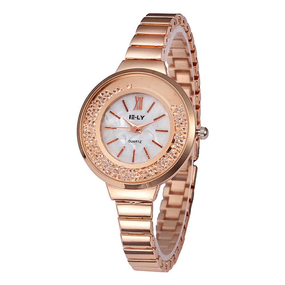 Ceas E-LY Dama Quartz Casual Elegant Rose, PN999976RE, curea din metal (zale), afisaj Analog