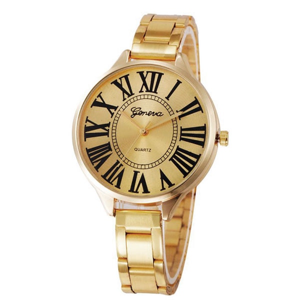 Ceas Geneva Dama Quartz Casual Elegant Gold, PN999969GD, curea din metal (zale), afisaj Analog