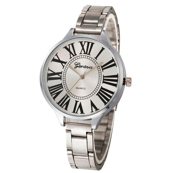Ceas Geneva Dama Quartz Casual Elegant Silver, PN999969SR, curea din metal (zale), afisaj Analog