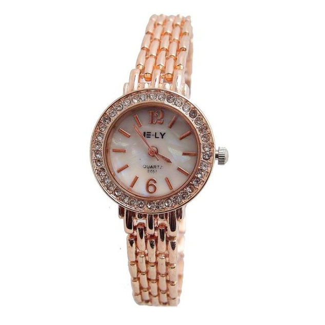 Ceas E-LY Dama Quartz Casual Elegant Rose, PN999791RE, curea din metal (zale), afisaj Analog