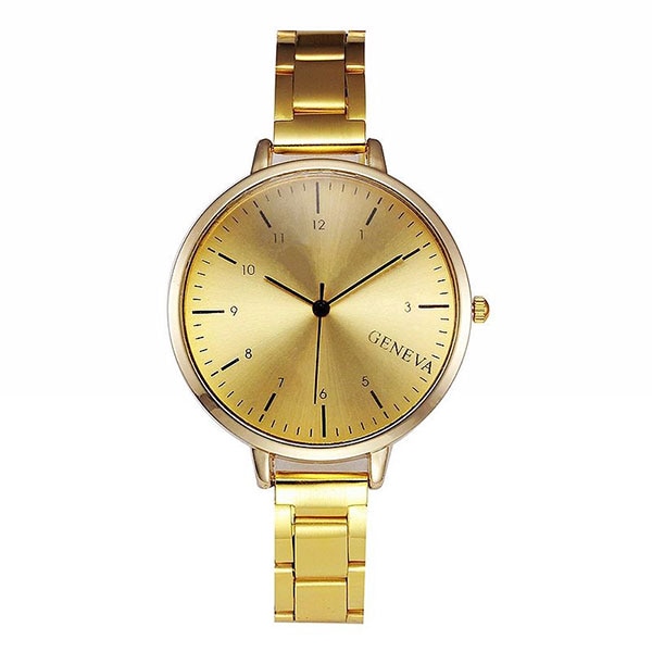 Ceas Geneva Dama Quartz Casual Elegant Gold, PN999667GD, curea din metal (zale), afisaj Analog