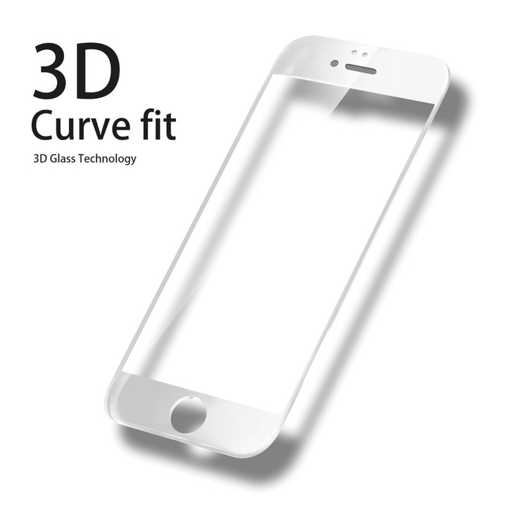 Стъклен Протектор No Brand, съвместим с Iphone 6 Plus, 6s Plus, 5D, Full Glue , Бял
