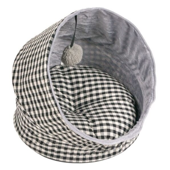 Casuta pentru animale de companie, culcus caini si pisici, 40x40 cm, alb cu negru, Topi Dreams