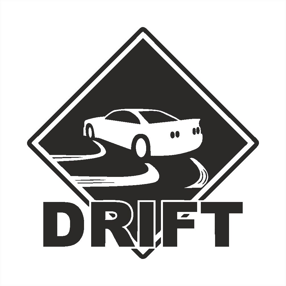 Sticker decorativ, Auto, Tuning, Drift, Negru, PVC autocolant, 13 x 13 cm