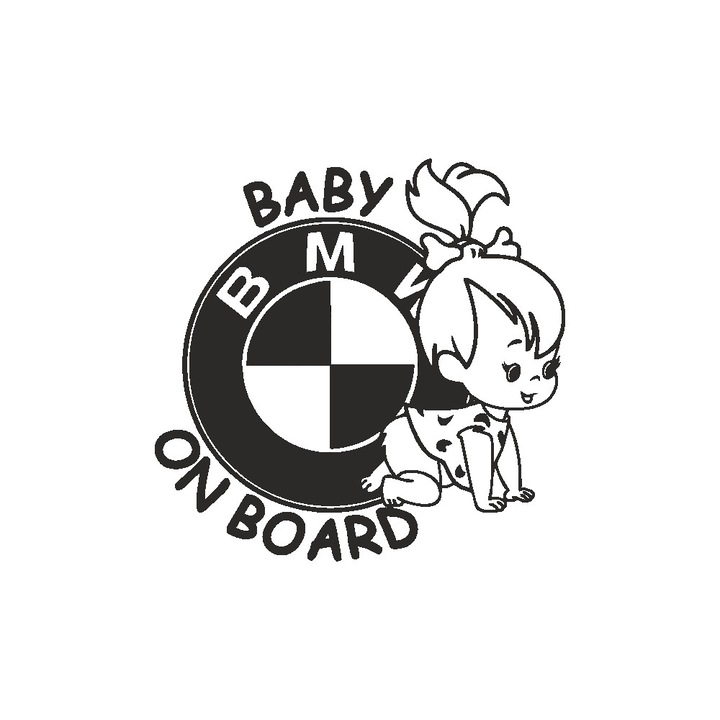 Декоративен стикер, Автомобил, Тунинг, Лого на Bmw, Baby on board, Черен, PVC стикер, 15 x 15 см