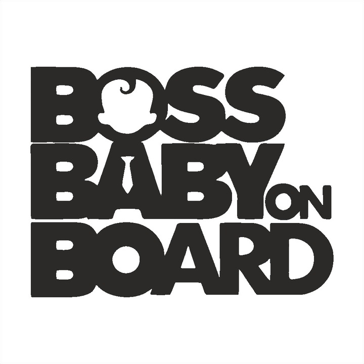 Декоративен стикер, Автомобил, Тунинг, Boss Baby on board, Черен, PVC стикер, 18 x 13,5 cm