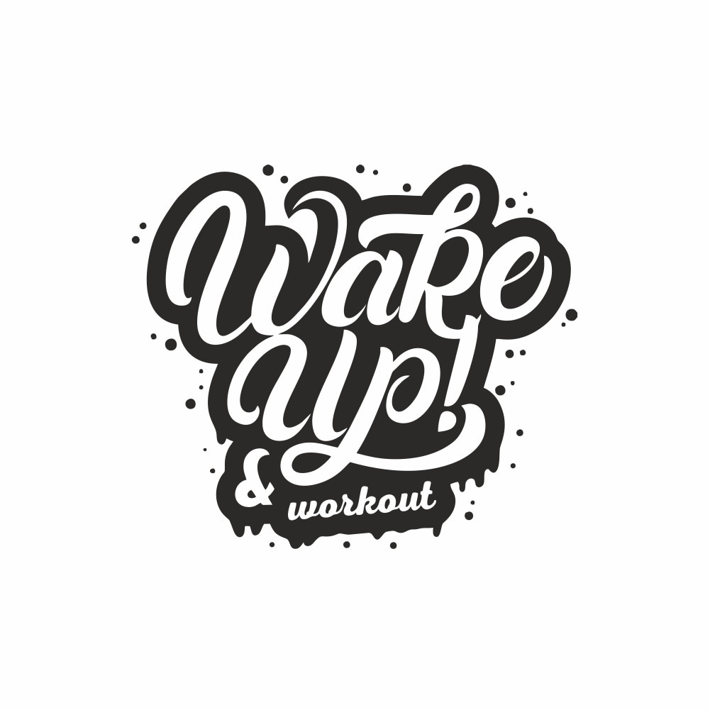 Sticker decorativ, Wake up and workout, culturism, fitness, Haltera, Negru, PVC autocolant, 100 x 115 cm