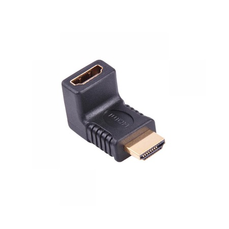 Преходник HDMI мъжки - HDMI женски, ъгъл 90 градуса, златни конектори ...