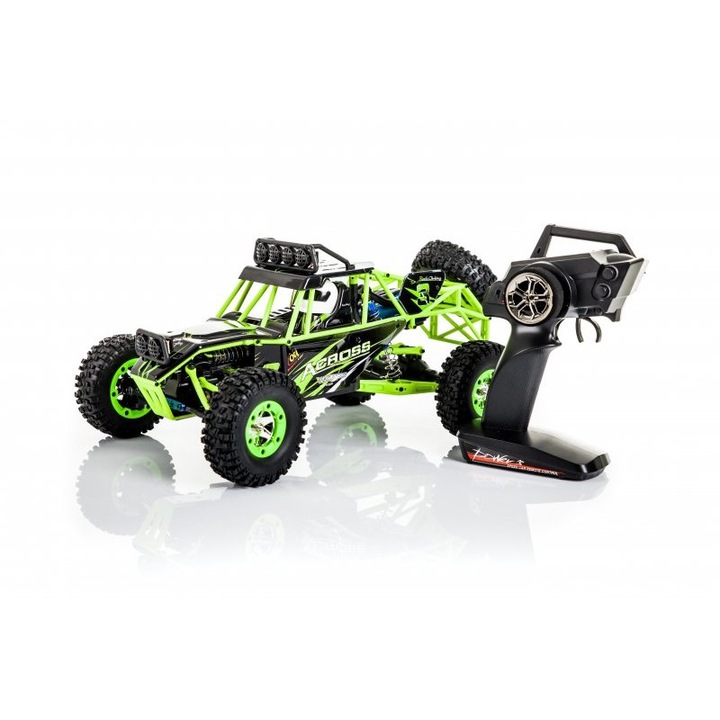 Кола с дистанционно управление WLtoys Buggy 12428, 2.4G, 4WD, 1:12, Черен / Зелен