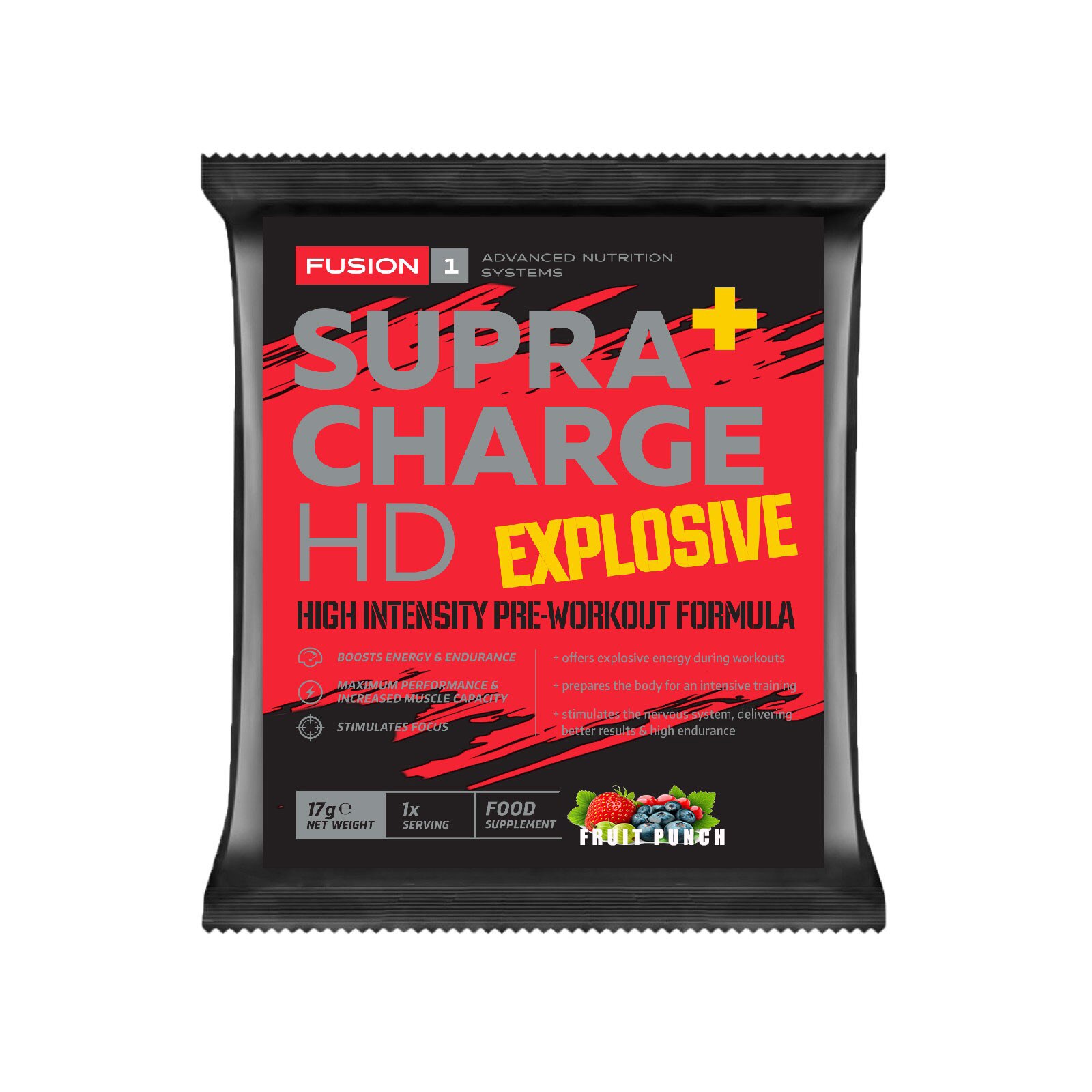 Supra Charge HD Fusion 1, 5 plicuri fructe de padure (1 plic=17 g)
