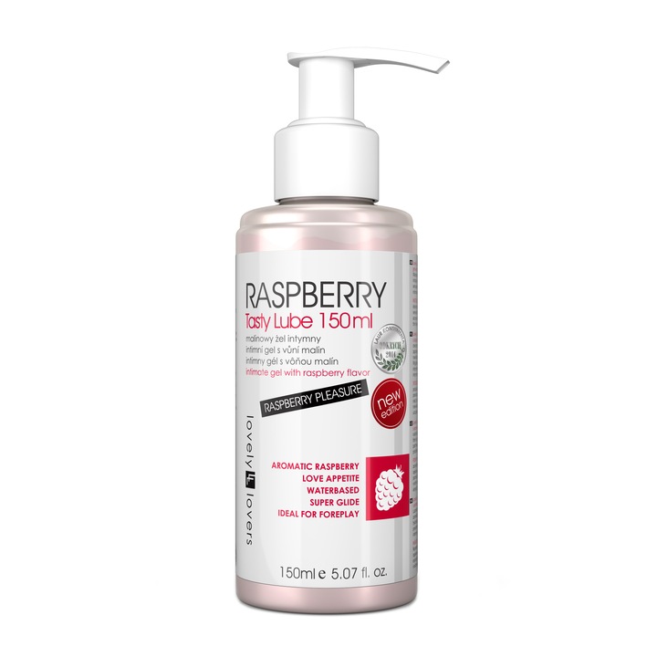 Málna ízű és illatú kenőanyag Lovely Lovers, növeli az élvezetet, irritációt gátló, új formula előjátéka 150 ml