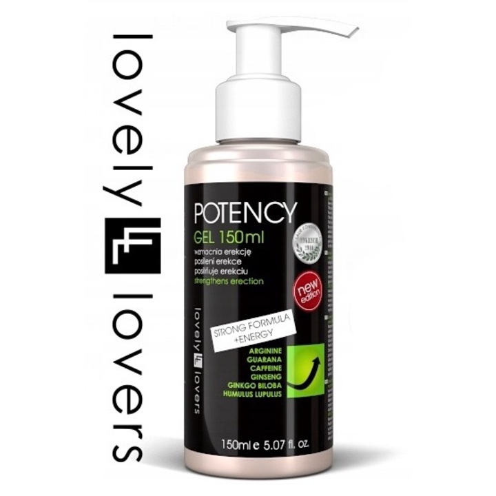 Lovely Lovers potencianövelő gél, koncentrátum, Energia, Erekció, gyönyör, Irritációcsökkentő, Előjáték, Új, erős formula, 150 ml