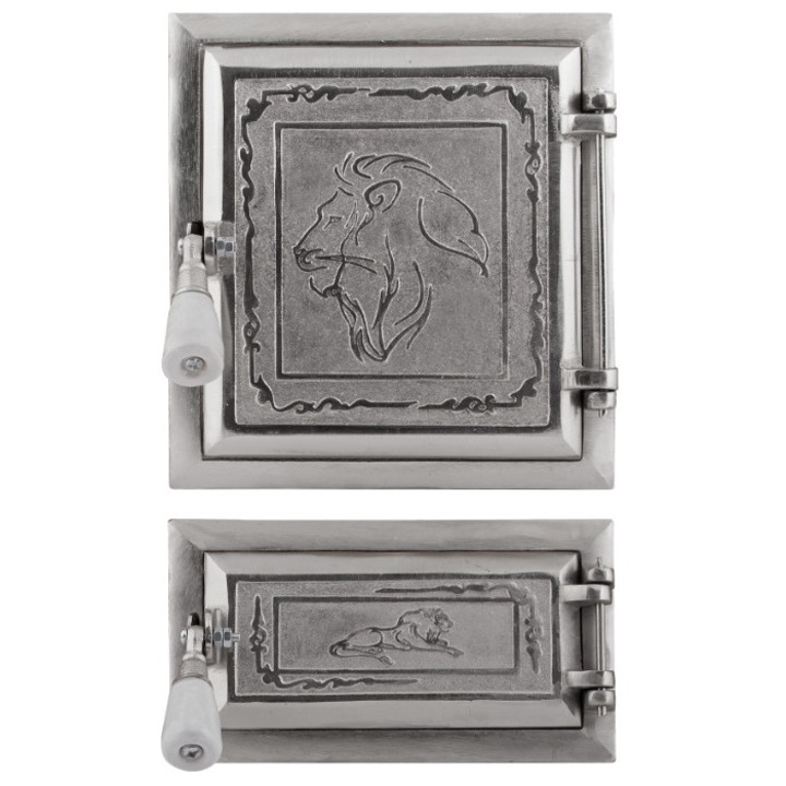 Usa cu cenusar nichelata pentru soba BuildXell, model Leo, 275x255mm