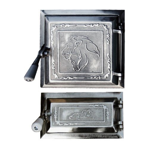 Usa cu cenusar nichelata pentru soba BuildXell, model Leo, 275x255mm