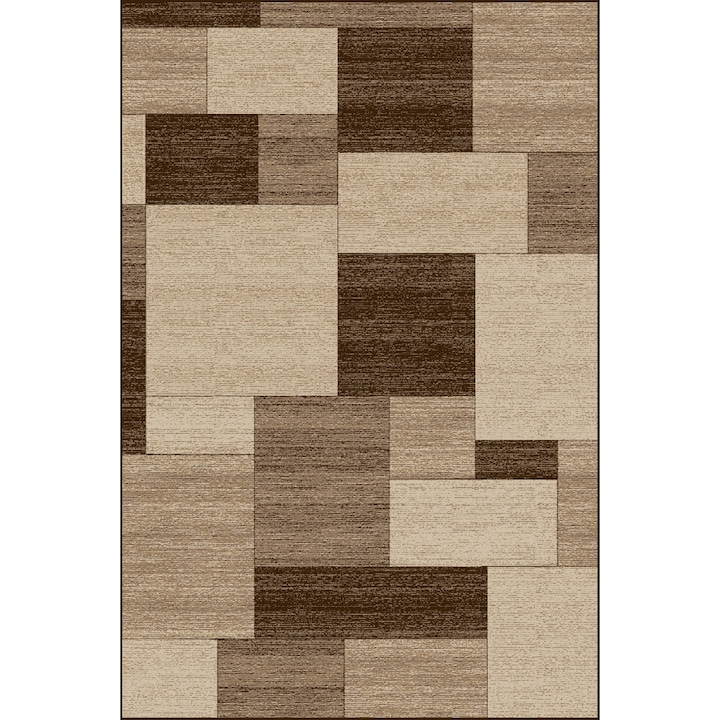 Modern Szőnyeg Daffi, 13027-140, Geometriai, Négyszögletes, Szürke / Bézs / Barna, 60 x 110 mm