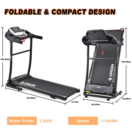 Banda de alergat electrica Orion Core Y3, bluetooth, Kinomap/Zwift, greutate maxima suportata 100kg, viteza maxima 10km/h