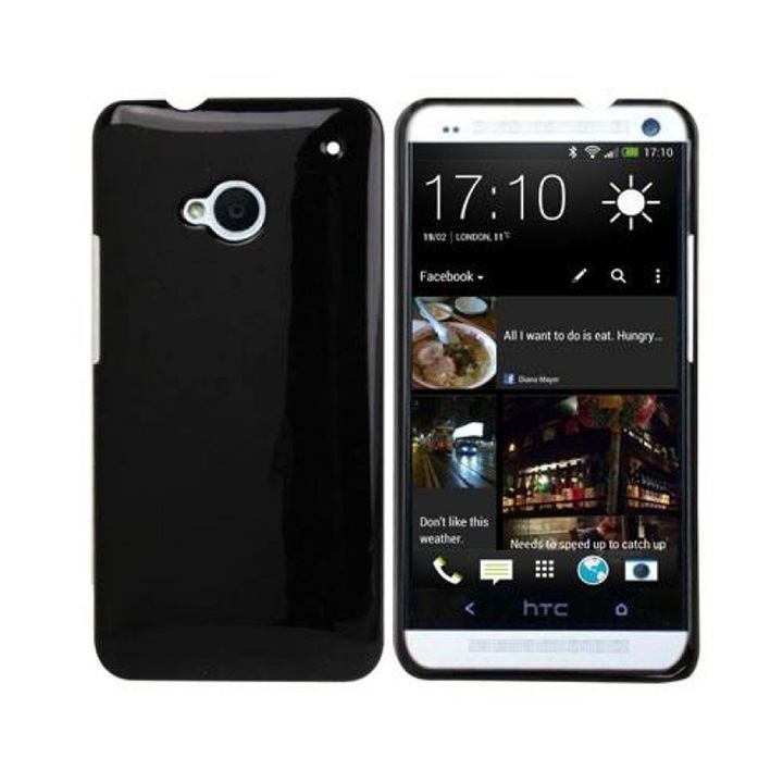 Протектор AT за HTC ONE М7, пластмасов, case, черен