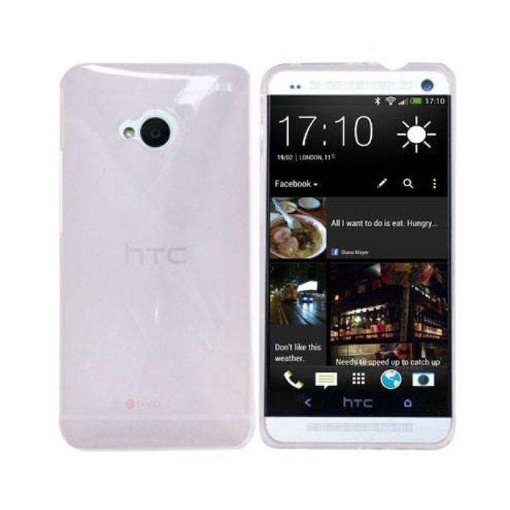 Протектор AT за HTC ONE М7, пластмасов, case, бял