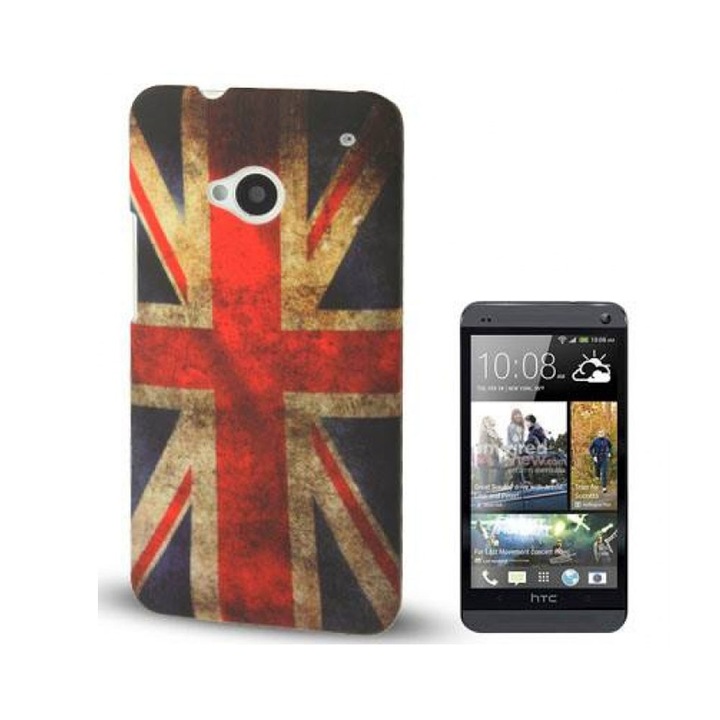 Протектор AT за HTC ONE М7, пластмасов, case, знаме UK