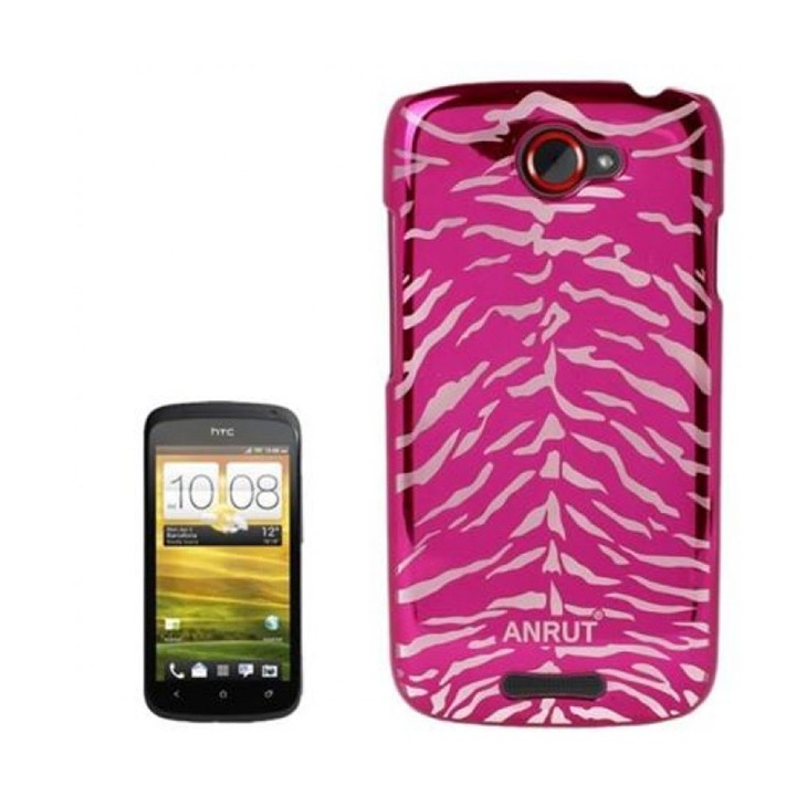 Протектор AT за HTC ONE S / Z520e, пластмасов, case, розова зебра