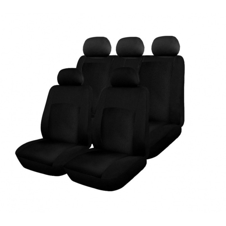 Калъфи/тапицерия за предни и задни седалки Flexzon Dream, 3 ципа, Пълен комплект, Черни