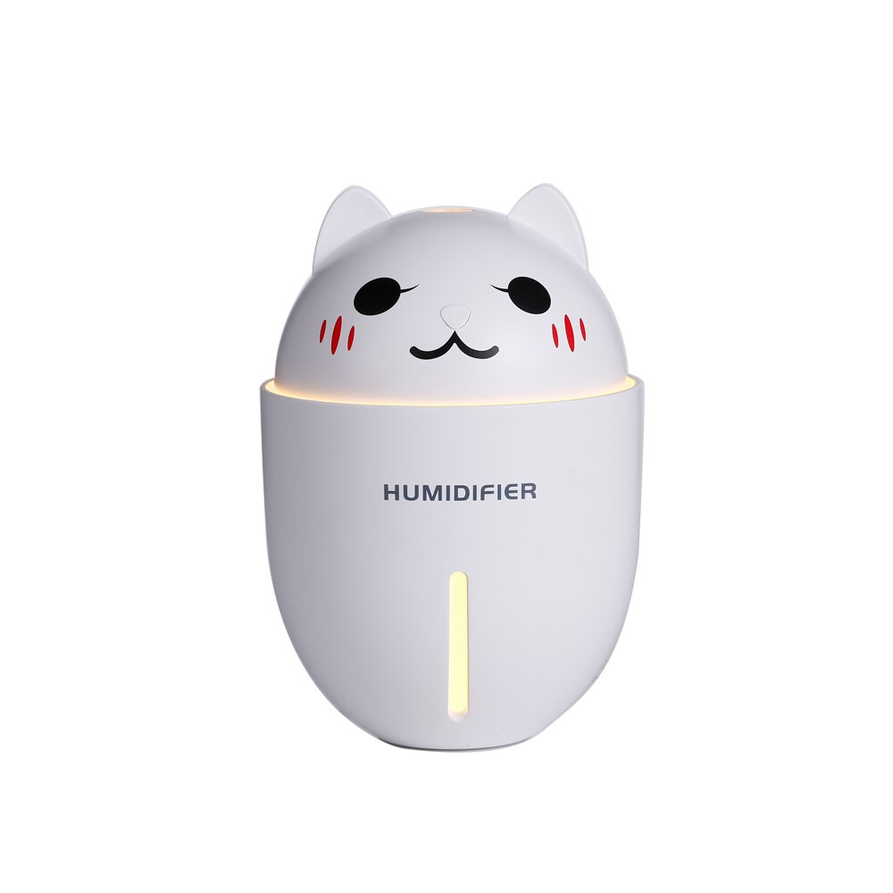 Umidificator de camera, Difuzor aromaterapie cu aer rece, ultrasunete, Forma Pisica, 320 ml, Alb , Humidifier