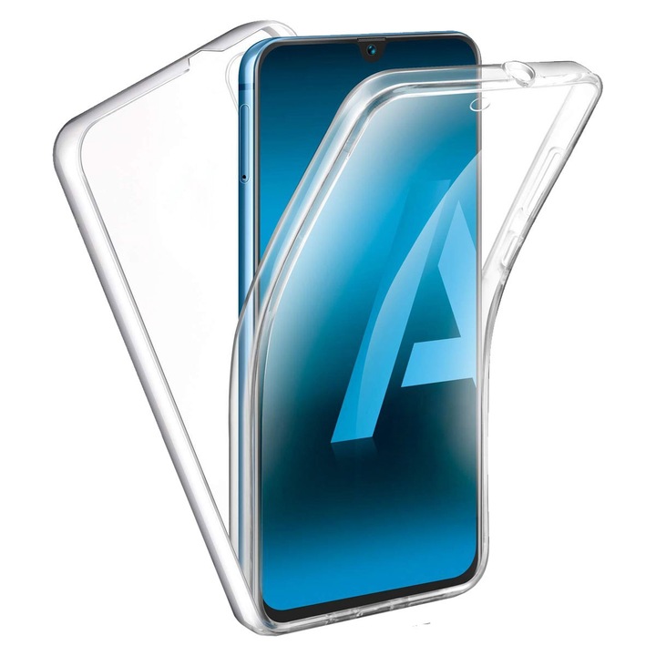 Gekko Mobile Samsung A50 védőtok, elöl / hátul védés, szilikon / műanyag, átlátszó