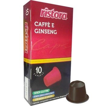 Cafea capsule Ristora Ginseng capsule, compatibile Nespresso, 10 capsule, 55 g. Cafea capsule Ristora Ginseng capsule, compatibile Nespresso, 10 capsule, 55 g.