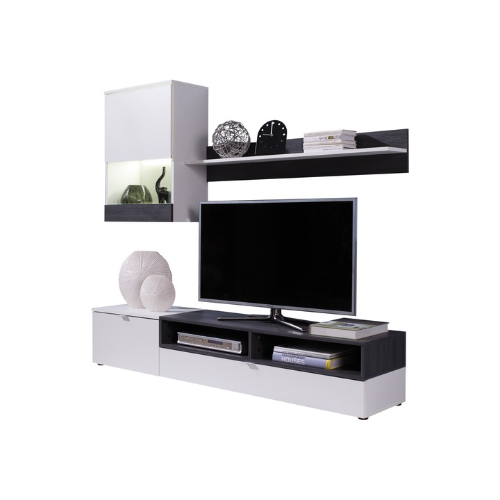 Set living camera de zi James, MIRJAN 24, alb / pin inchis, 175x39 cm, design modern