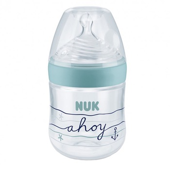 Biberon din polipropilena cu tetina din silicon 150 ml 0-6 luni Nuk Nature Sense Beach 743838, Verde Biberon din polipropilena cu tetina din silicon 150 ml 0-6 luni Nuk Nature Sense Beach 743838, Verde