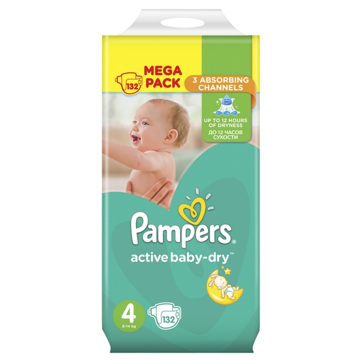 Пелени Pampers Active Baby номер 4 макси 132 бр