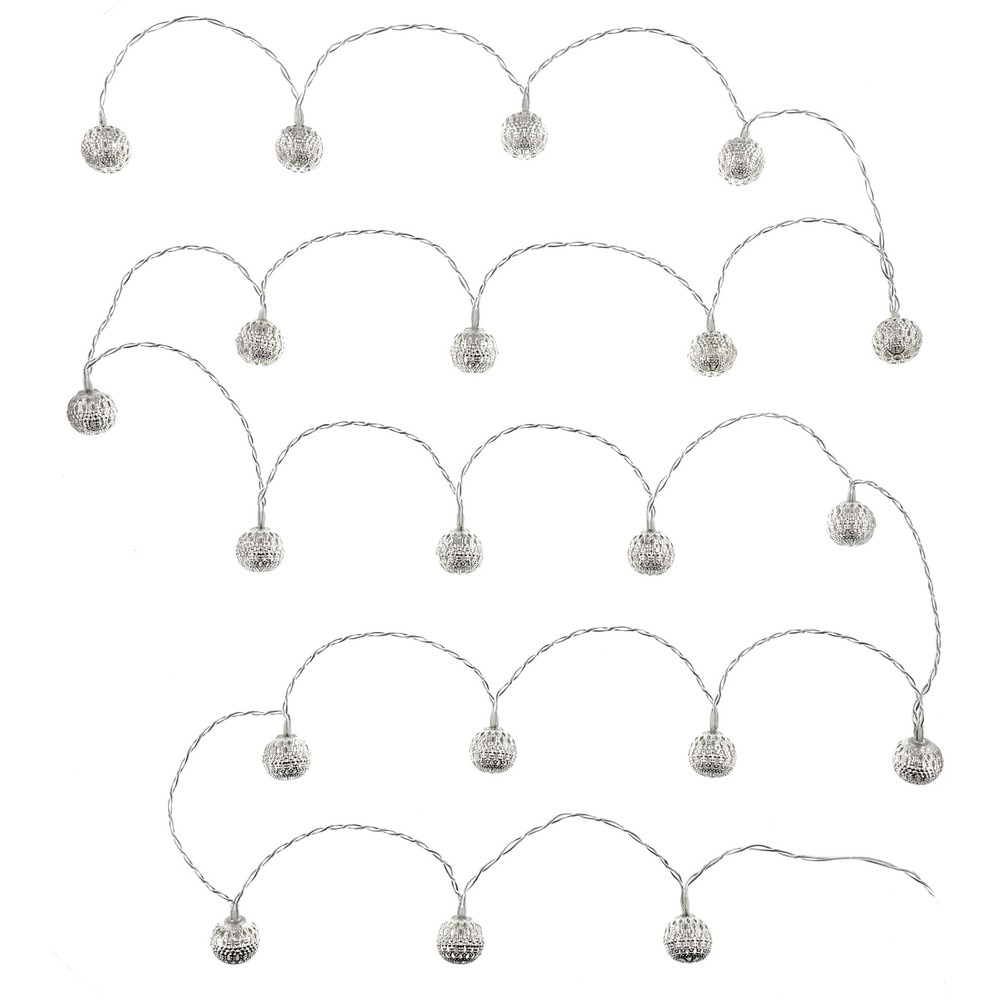 Instalatie de craciun Retlux, Model RXL272, 20 led-uri, Bile de argint, 3 m, Alb rece