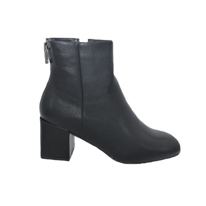 Botine dama Veline din piele eco cu fermuar la spate,D&J Exclussive, Negru
