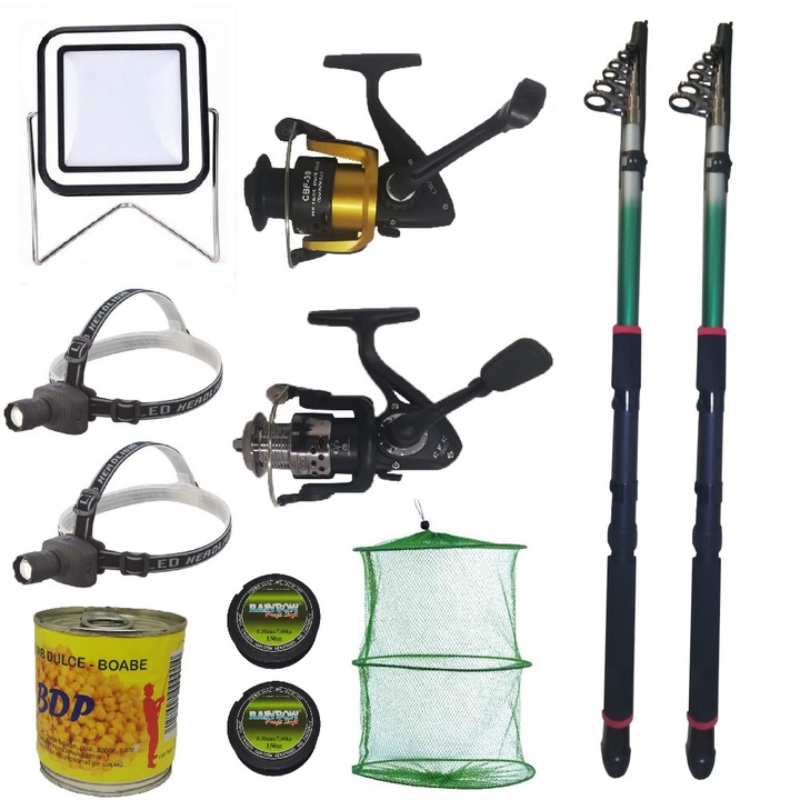 Pachet de pescuit cu 2 lansete eastshark 3m, doua mulinete si accesorii