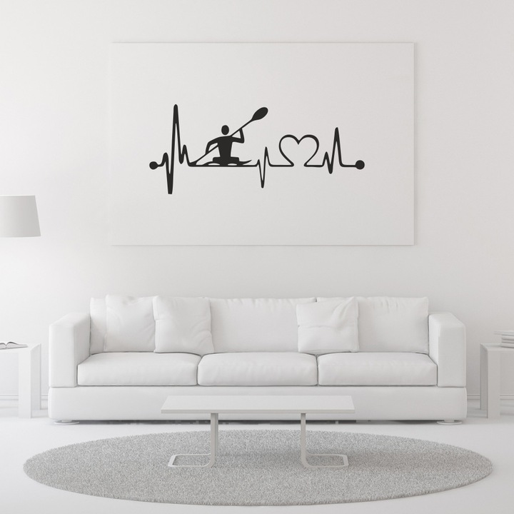 Sticker decorativ, perete, Dragoste pentru Canotaj si natura, Negru, PVC autocolant, 120 x 50 cm