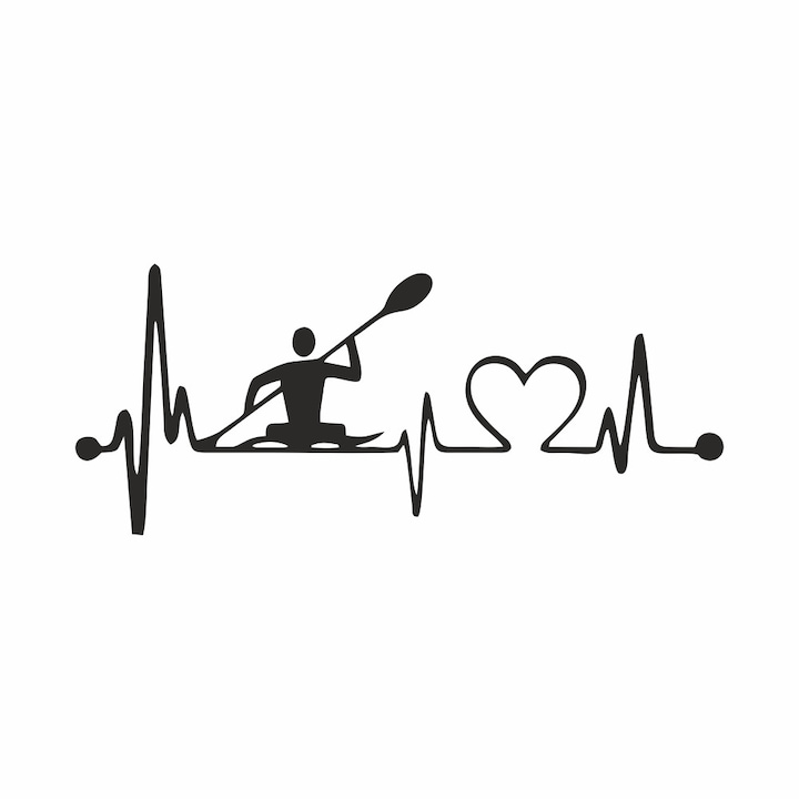 Sticker decorativ, perete, Dragoste pentru Canotaj si natura, Negru, PVC autocolant, 120 x 50 cm
