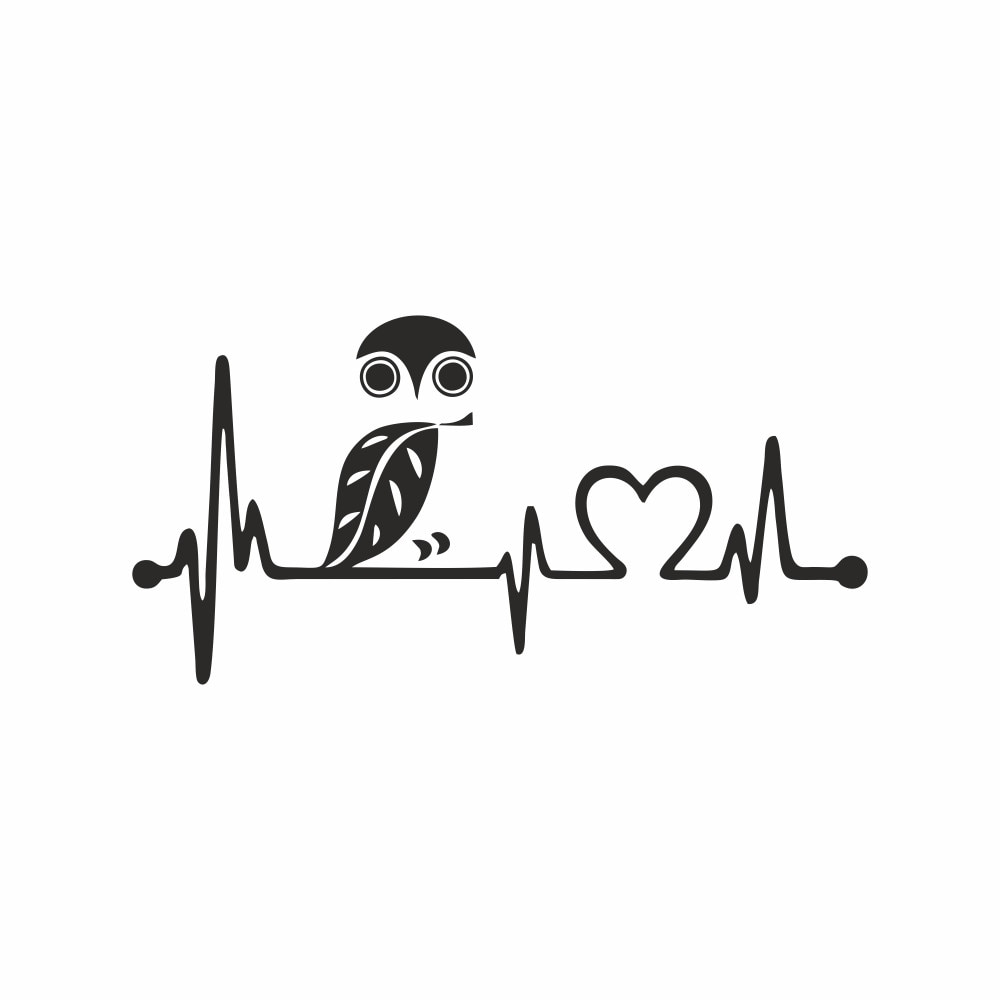 Sticker decorativ, perete, Dragoste pentru Bufnita, Negru, PVC autocolant, 120 x 60 cm