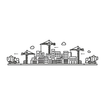 Sticker decorativ modern, Oras in constructii, Macarale, PVC autocolant, Negru, 120 x 33 cm Sticker decorativ modern, Oras in constructii, Macarale, PVC autocolant, Negru, 120 x 33 cm