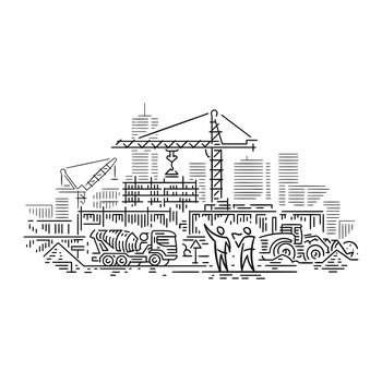 Sticker decorativ modern, Schita santier in lucru, PVC autocolant, Negru, 120 x 60 cm Sticker decorativ modern, Schita santier in lucru, PVC autocolant, Negru, 120 x 60 cm