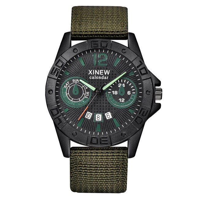 Ceas XINEW Barbatesc Quartz Sport Verde, PN999374VE, curea din textil, afisaj Analog